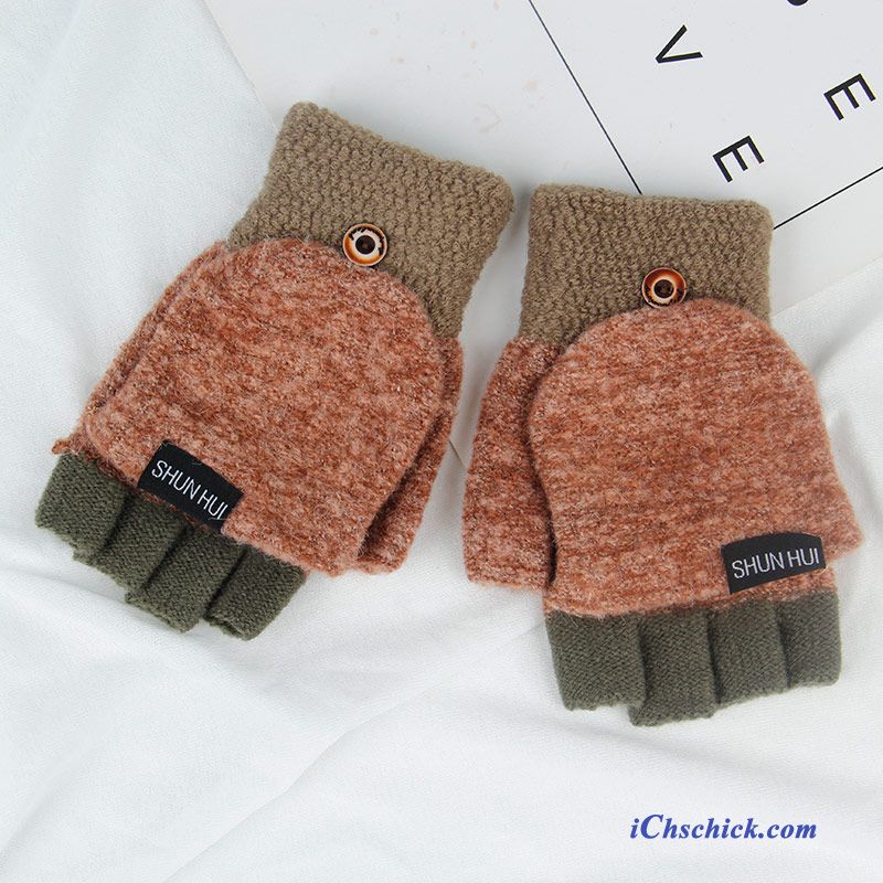 Damen Handschuhe Samt Niedlich Student Wolle Winter Blau Online