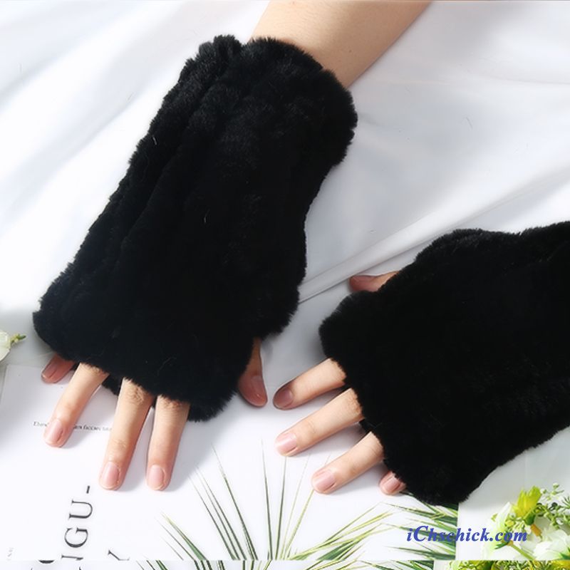 Damen Handschuhe Student Armschienen Halber Finger Herbst Warm Halten Braun Verkaufen