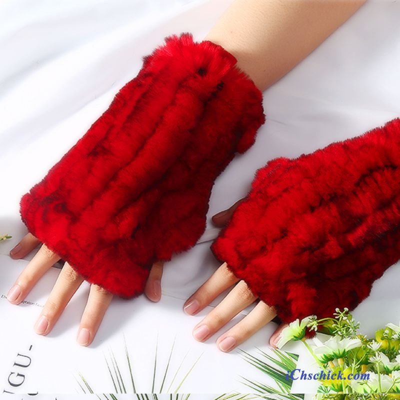 Damen Handschuhe Student Armschienen Halber Finger Herbst Warm Halten Braun Verkaufen