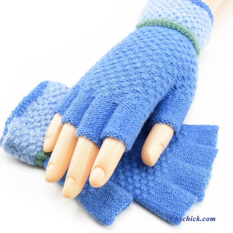 Damen Handschuhe Tasche Bequeme Winter Halber Finger Wolle Grün Kaufen