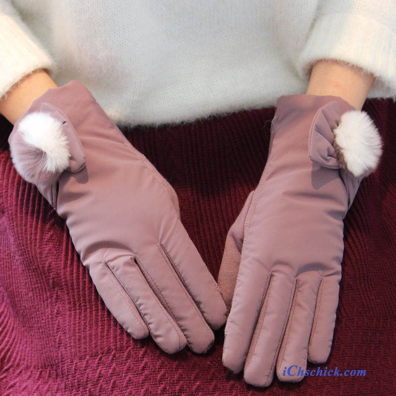 Damen Handschuhe Warm Halten Kalte Dicke Samt Wasserdicht Rosa Günstig