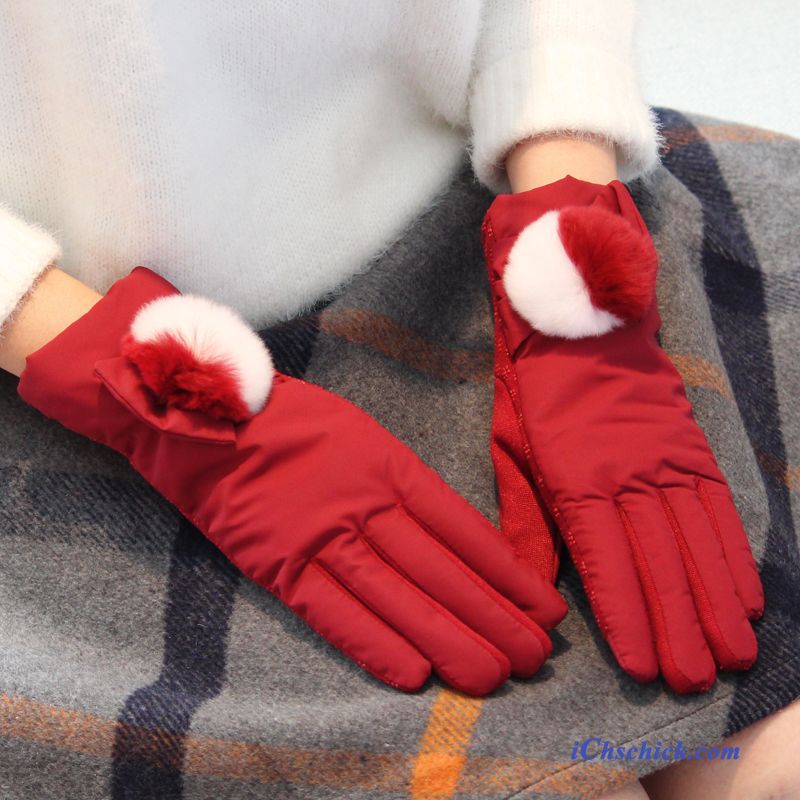 Damen Handschuhe Warm Halten Kalte Dicke Samt Wasserdicht Rosa Günstig