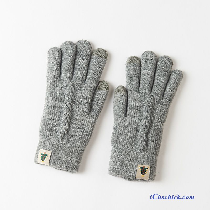 Damen Handschuhe Winter Touchscreen Einfarbig Warm Halten Fünf Finger Rosa Verkaufen