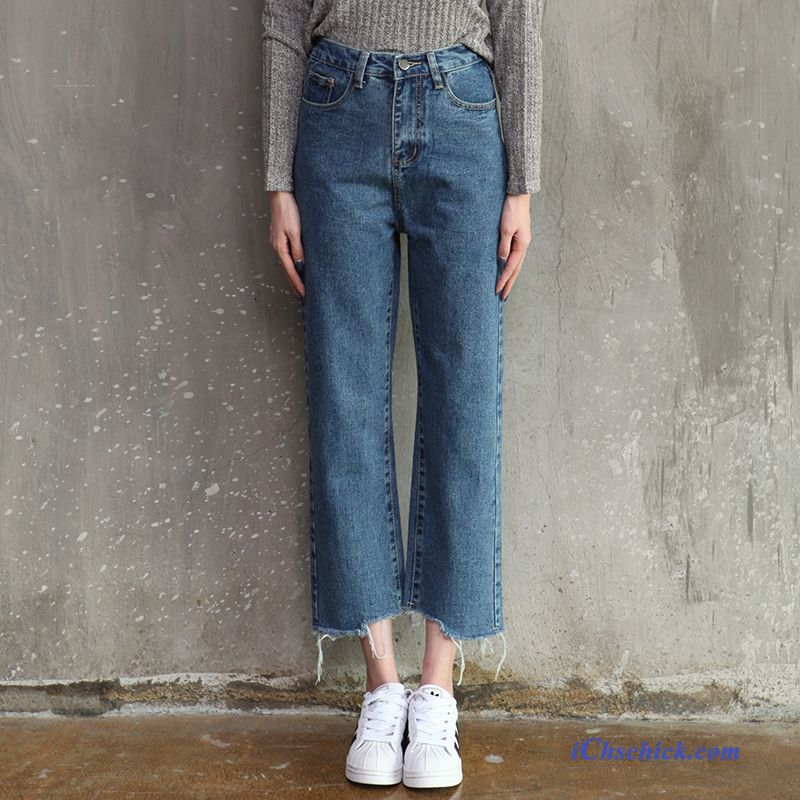 Damen Jeans Mit Knopfleiste Türkis, Zerrissene Boyfriend Jeans Billig