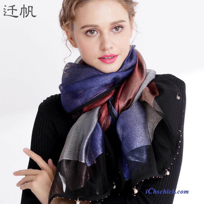 Damen Schal Seide Frühling Herbst Winter Super Gradient Blau Bestellen