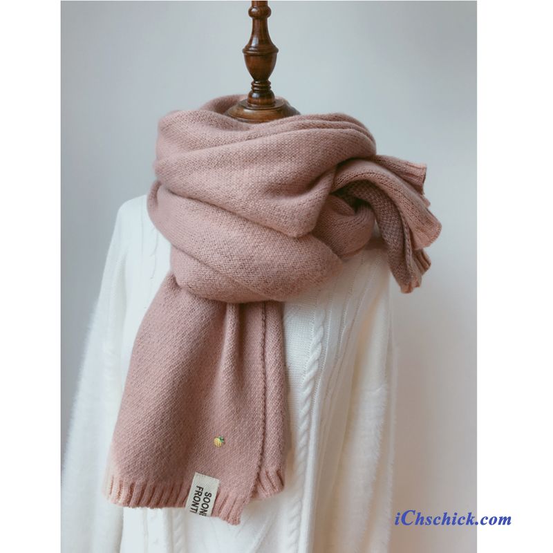 Damen Schal Stricken Winter Doppelseitig All Match Lätzchen Rosa Online