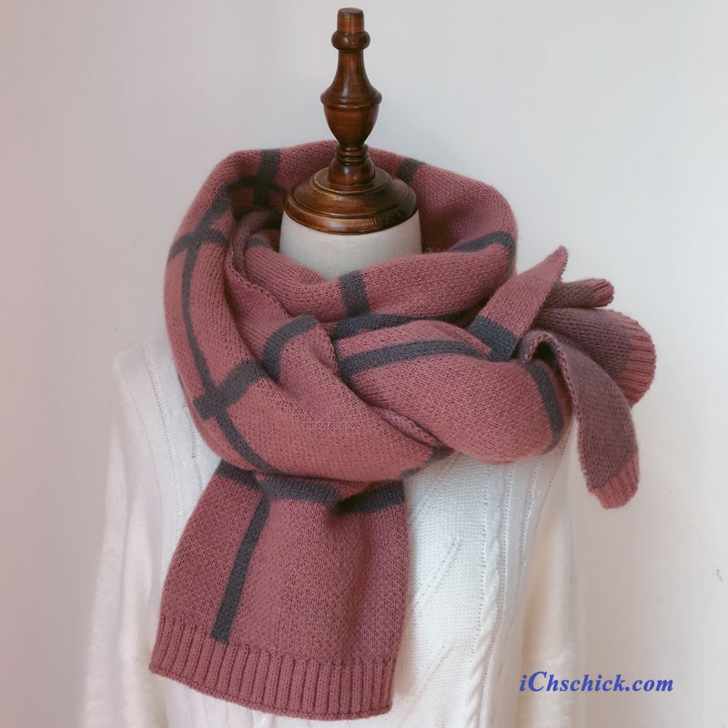 Damen Schal Stricken Winter Doppelseitig All Match Lätzchen Rosa Online