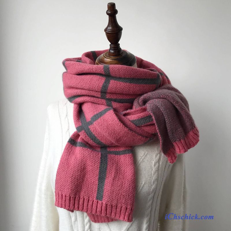 Damen Schal Stricken Winter Doppelseitig All Match Lätzchen Rosa Online