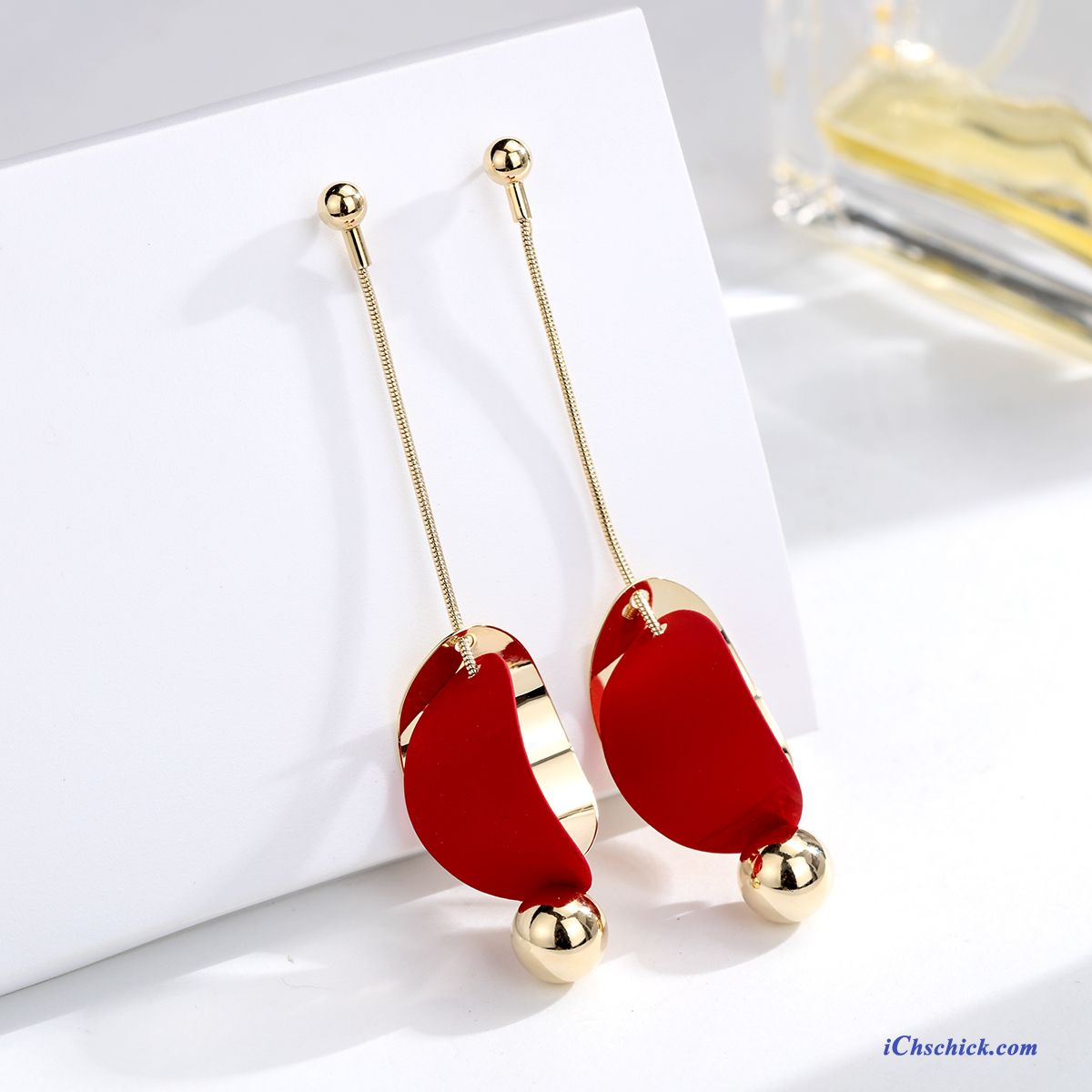 Damen Silberschmuck Mini Groß Elegante Langer Abschnitt Mesh Silber Rot Bestellen