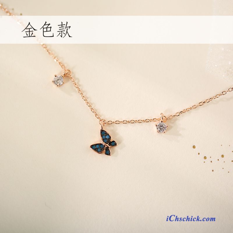Damen Silberschmuck Mini Verstellbar Quasten Pur Schmetterling Blau Silber Gold Online
