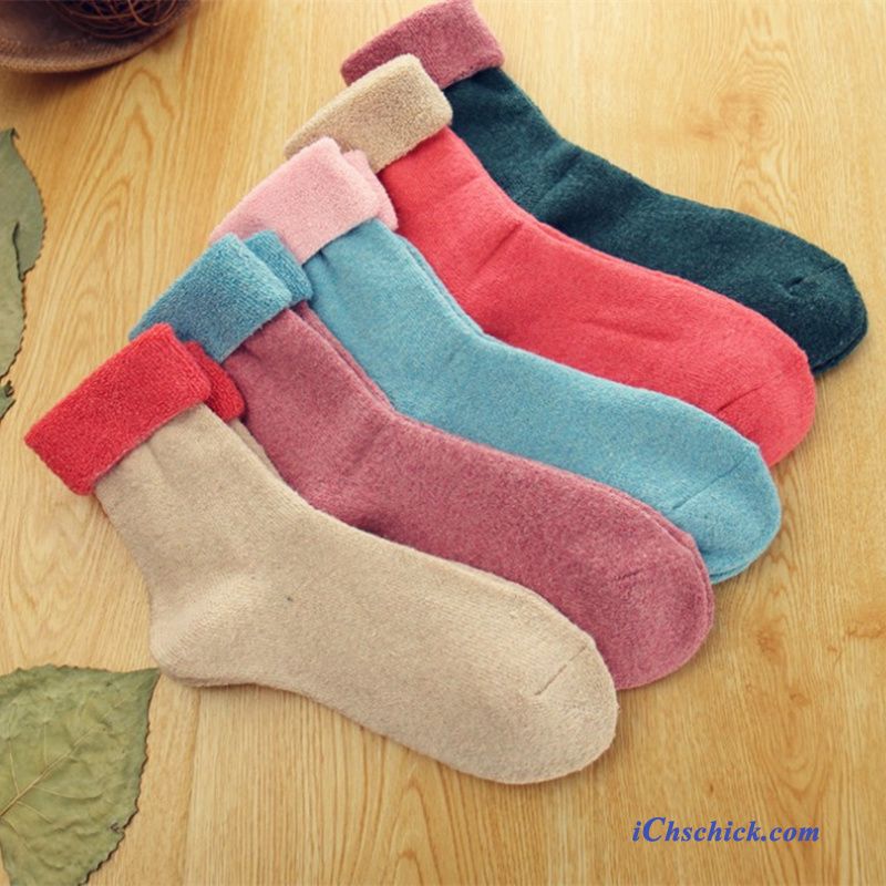 Damen Socken Herbst Baumwolle Mid Strümpfe Niedlich Rosa Hell Billige