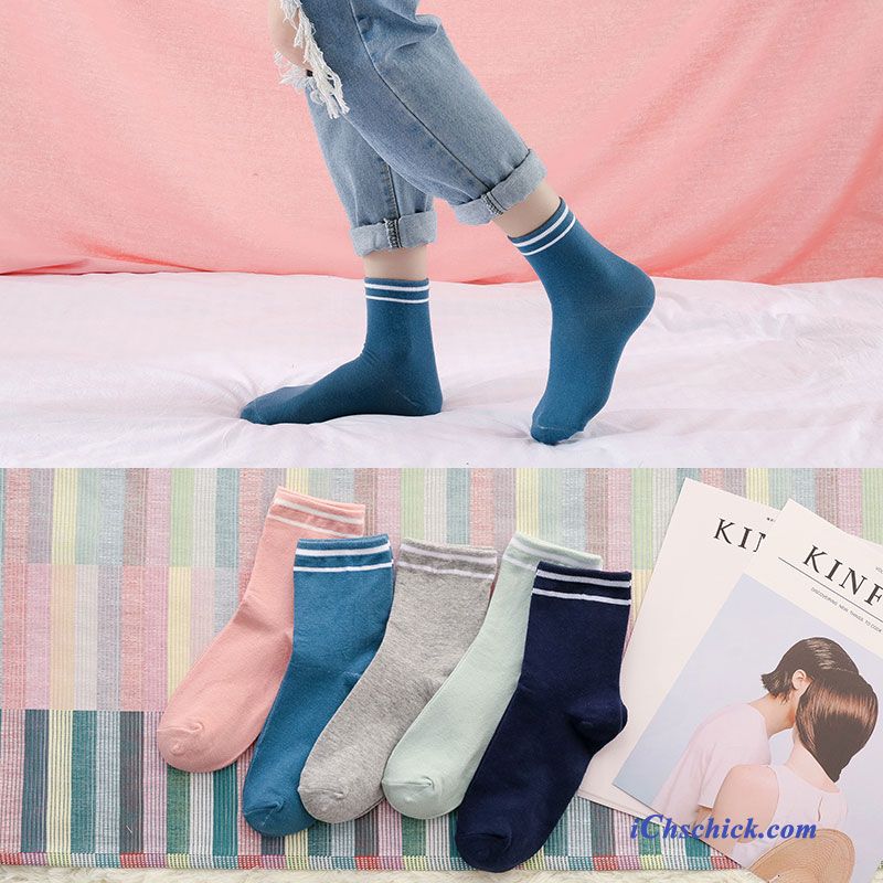 Damen Socken Herbst Baumwolle Mid Strümpfe Niedlich Rosa Hell Billige