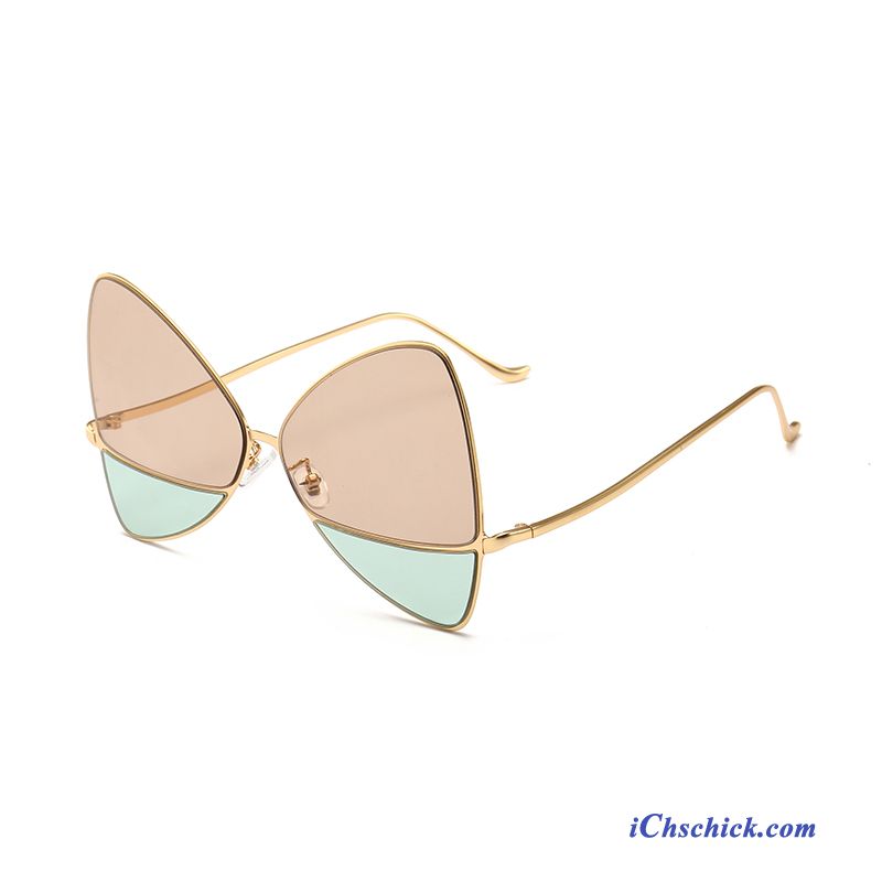 Damen Sonnenbrille Dreieck Neu Mode Europe Persönlichkeit Mischfarben Grün Gold Angebote