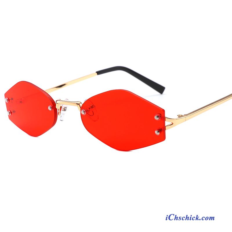 Damen Sonnenbrille Straßenschlag Unregelmäßige Sonnenbrillen Trend Retro Grün Rot Günstig