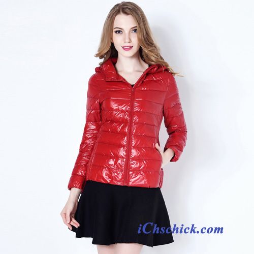 Daunenjacke Rot Mit Kapuze Kaffeebraun, Stepp Daunenjacke Damen Kaufen