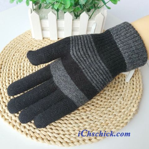 Herren Handschuhe Kalte Stricken Warm Halten Herbst Winter Schwarz Kaufen