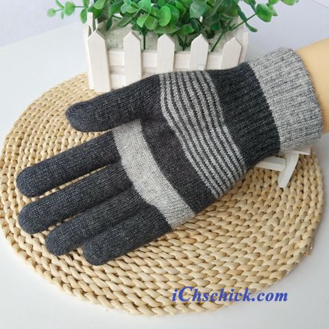 Herren Handschuhe Kalte Stricken Warm Halten Herbst Winter Schwarz Kaufen