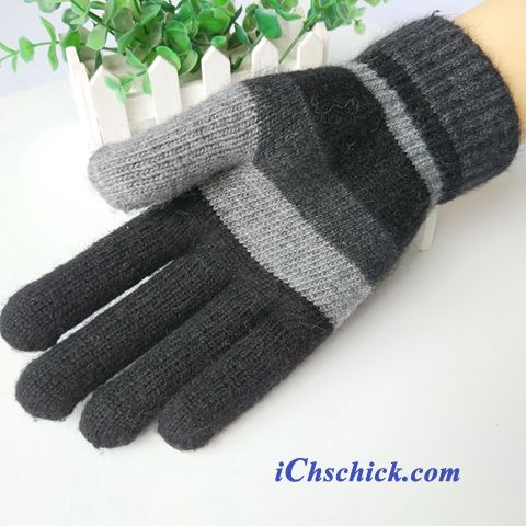 Herren Handschuhe Kalte Stricken Warm Halten Herbst Winter Schwarz Kaufen