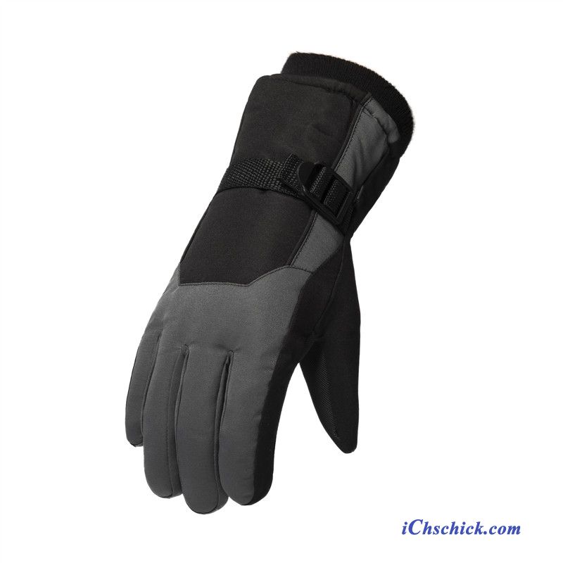 Herren Handschuhe Motorrad Outdoor Kalte Reiten Dicke Grau Dunkel Billige