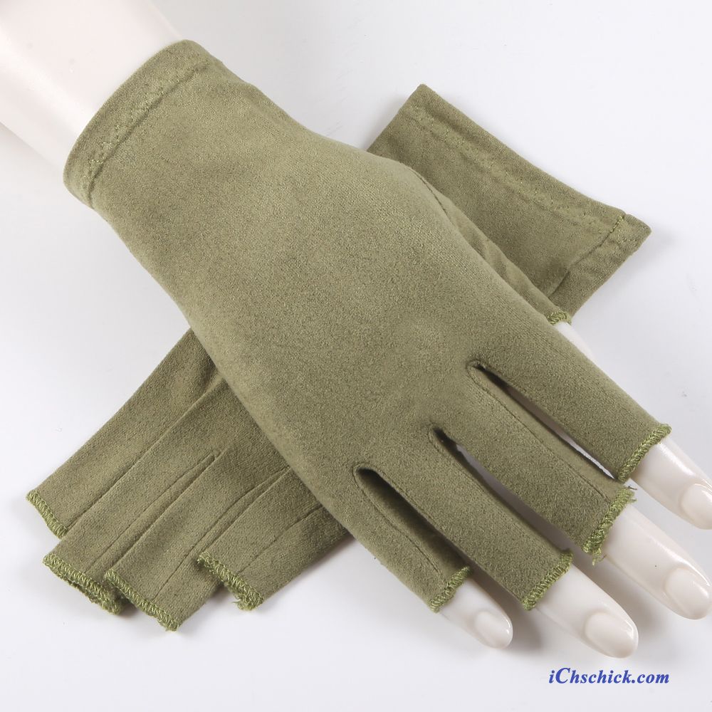 Herren Handschuhe Rutschfest Schweiß Halber Finger Fahren Damen Army Grün Kaufen