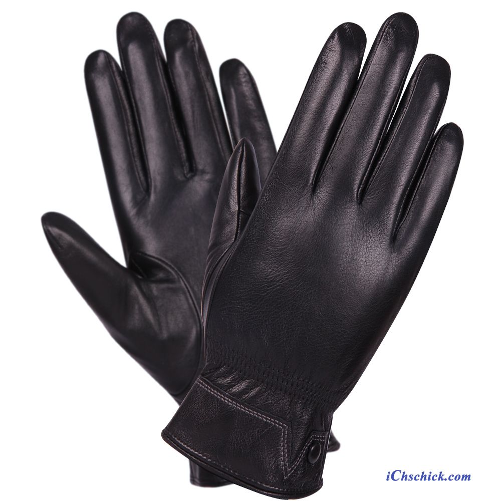 Herren Handschuhe Warm Halten Dicke Herbst Echt Leder Winter Schwarz Kaufen