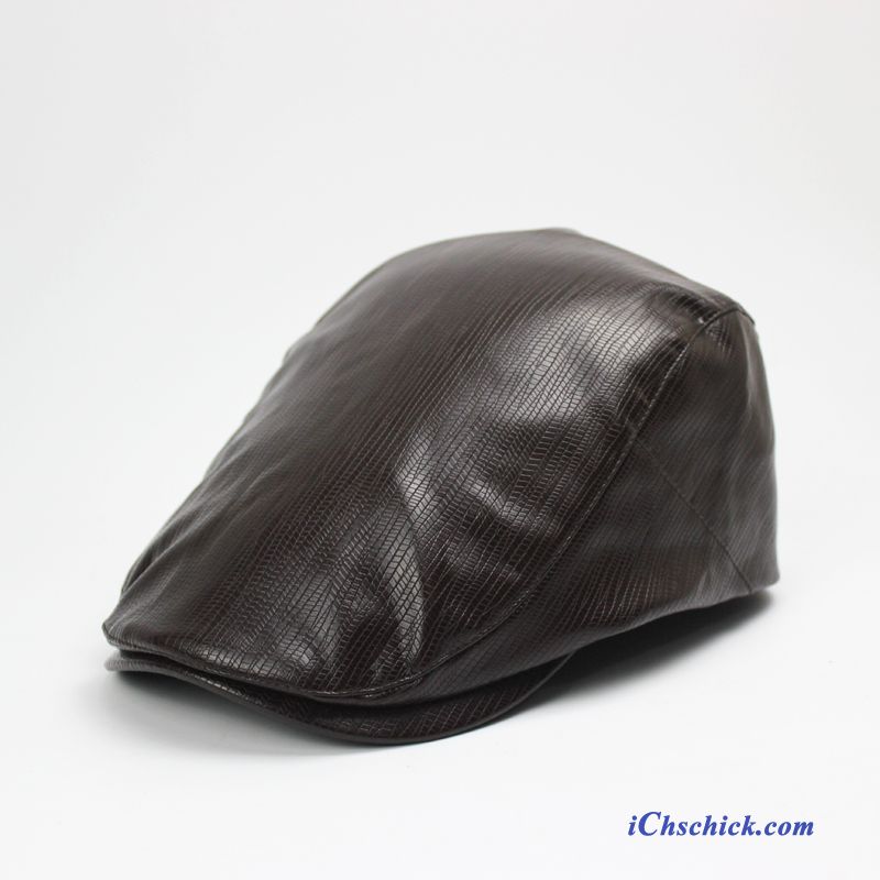 Herren Hüte / Caps Reisen Vier Jahreszeiten Pu-leder Trend Elegant Schwarz Sale