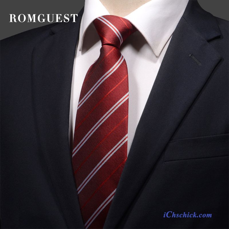 Herren Krawatte Streifen Bräutigam Business Formelle Kleidung Beruf Schwarz Rot Orange Kaufen