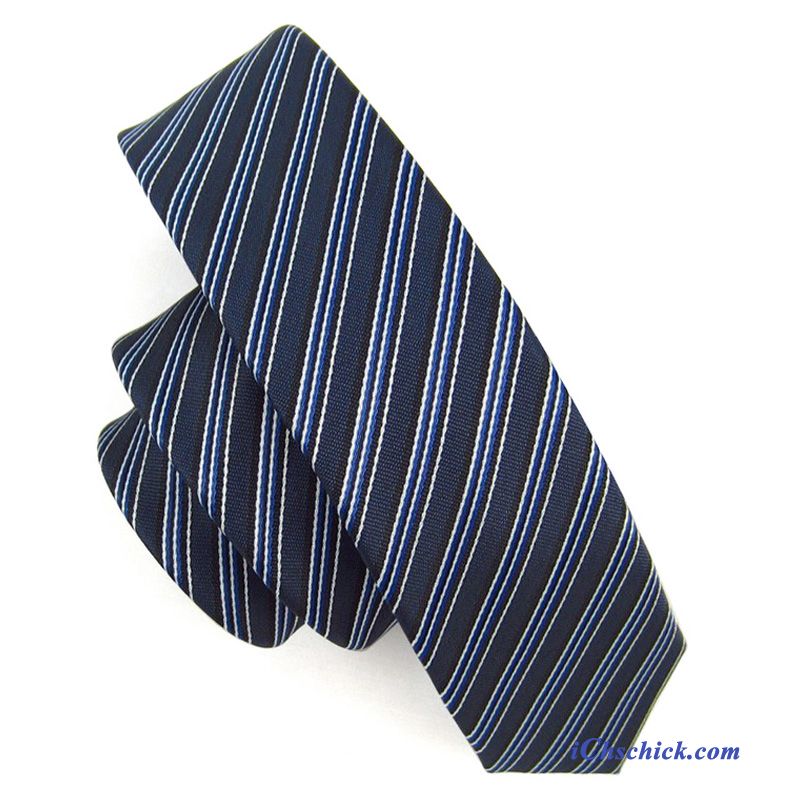 Herren Krawatte Streifen Student Business Mini Schmale Blau Schwarz Kaufen