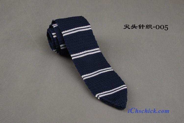 Herren Krawatte Stricken Trend England Schmale Retro Blau Billige