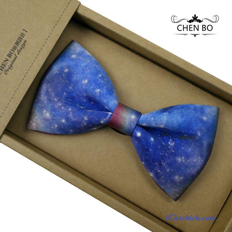 Herren Querbinder Fliege Bowknot Outdoor Verheiratet Bräutigam Trauzeugen Gradient Blau Günstig