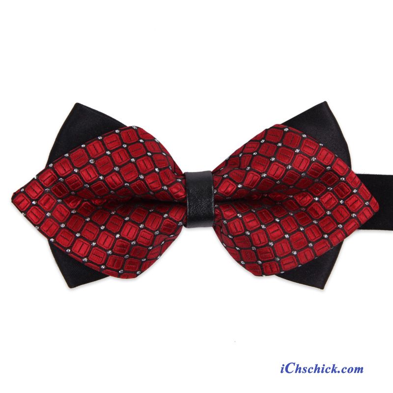 Herren Querbinder Fliege Formelle Kleidung Bräutigam Business Bowknot England Scharlachrot Farbe Schwarz Rot Angebote