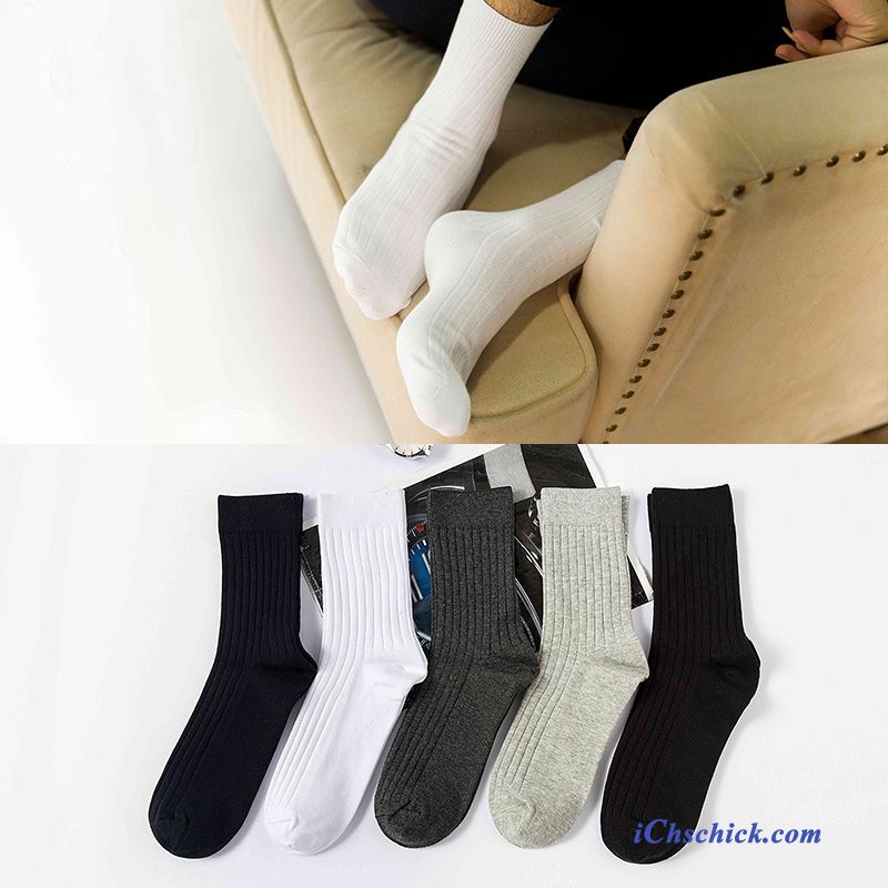 Herren Socken Baumwollsocken Winter Mid Business Kurz Weiß Discount