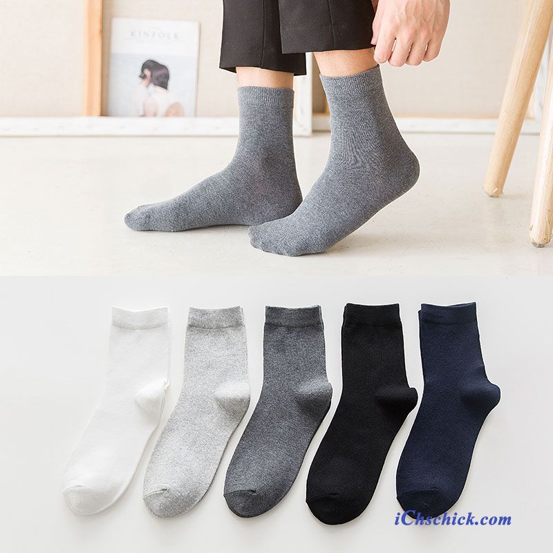 Herren Socken Baumwollsocken Winter Mid Business Kurz Weiß Discount