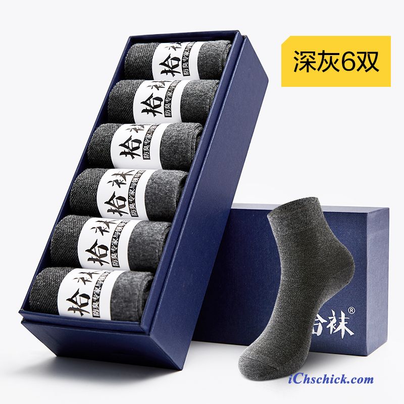 Herren Socken Business Atmungsaktiv Mid Mesh Baumwollsocken Grau Angebote