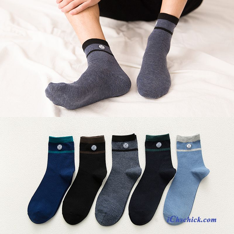 Herren Socken Herbst Mid Sport Baumwollsocken Knöchelsocken Blau Discount