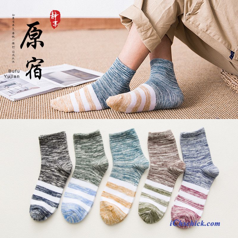 Herren Socken Mode Buchstaben Streifen Trend Mid Schwarz Bestellen