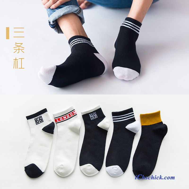 Herren Socken Mode Buchstaben Streifen Trend Mid Schwarz Bestellen