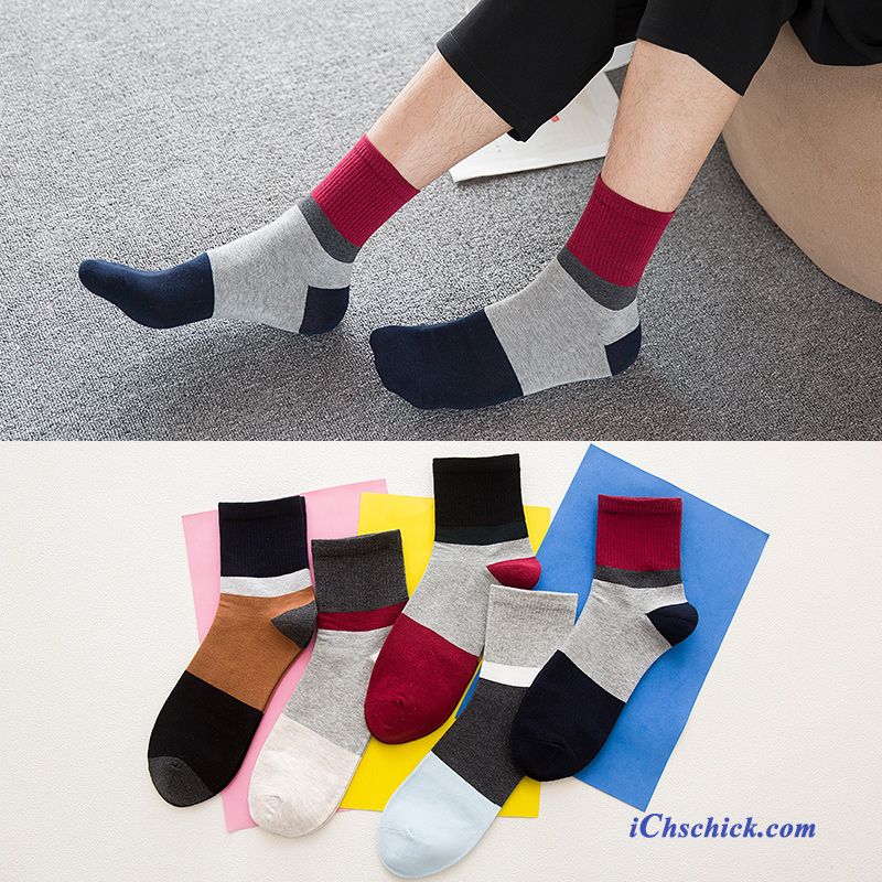 Herren Socken Mode Buchstaben Streifen Trend Mid Schwarz Bestellen