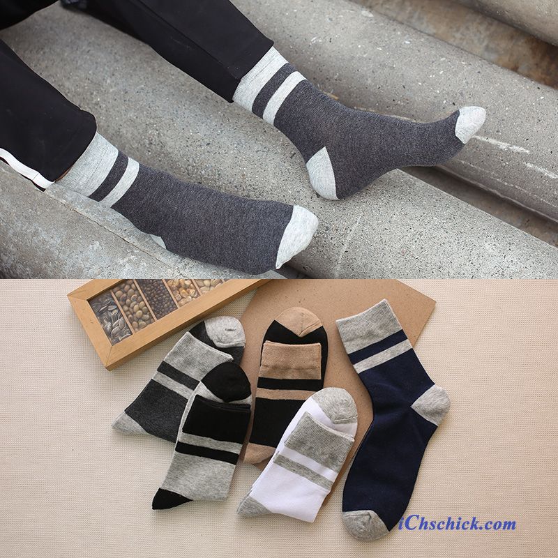 Herren Socken Mode Buchstaben Streifen Trend Mid Schwarz Bestellen