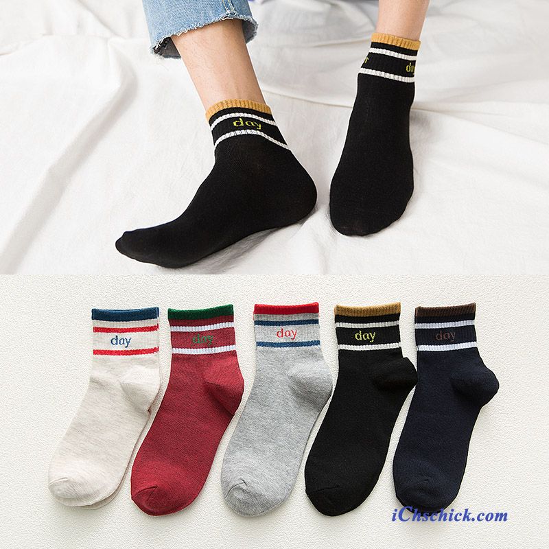 Herren Socken Mode Buchstaben Streifen Trend Mid Schwarz Bestellen