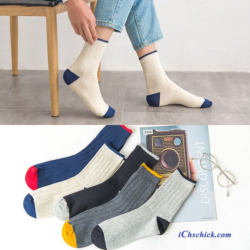Herren Socken Mode Buchstaben Streifen Trend Mid Schwarz Bestellen
