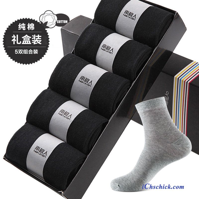 Herren Socken Schweiß 100% Baumwolle Einfarbig Mid Business Schwarz Online