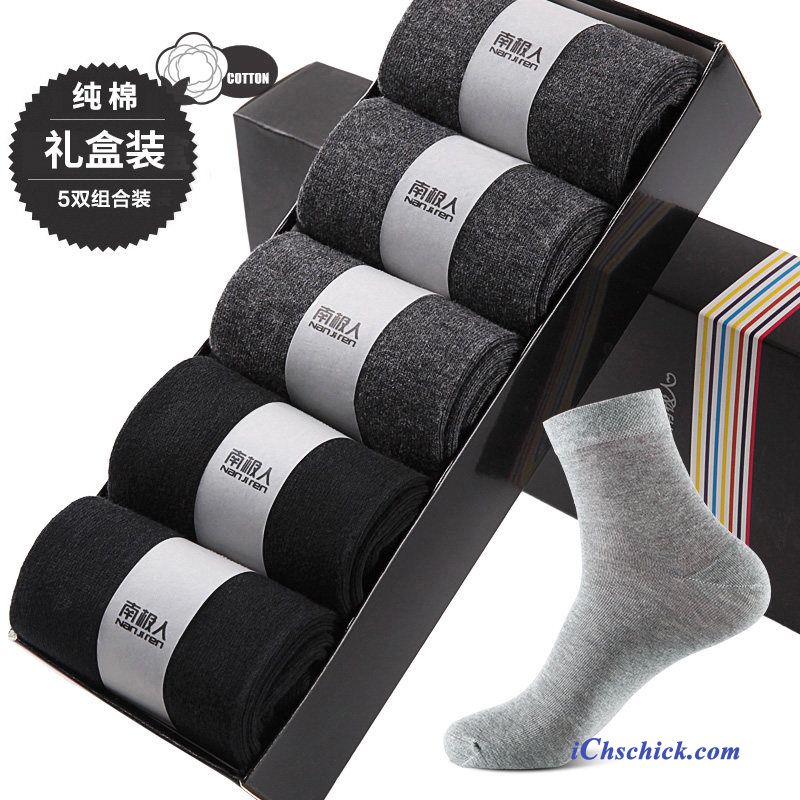 Herren Socken Schweiß 100% Baumwolle Einfarbig Mid Business Schwarz Online