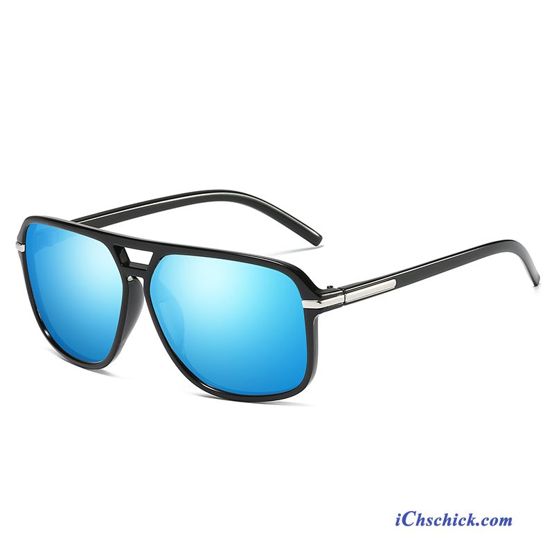 Herren Sonnenbrille Polarisator Retro Platz Persönlichkeit Sonnenbrillen Blau Purpur Lila Schwarz Billige