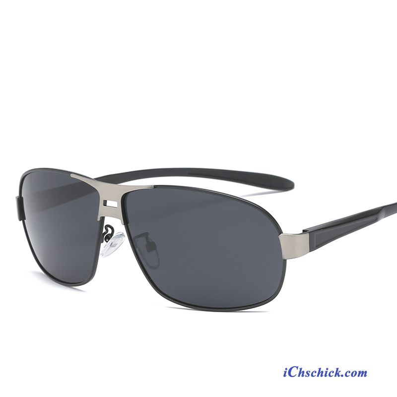 Herren Sonnenbrille Zweifarbig Platz Fahren Aluminium Magnesium Polarisator Schwarz Grau Sale