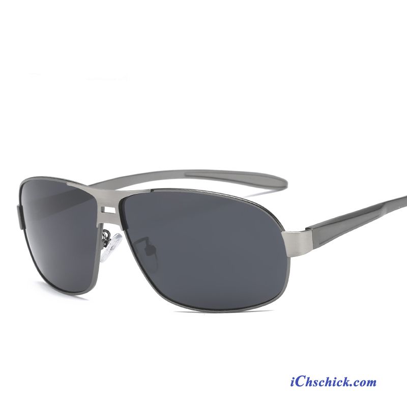 Herren Sonnenbrille Zweifarbig Platz Fahren Aluminium Magnesium Polarisator Schwarz Grau Sale