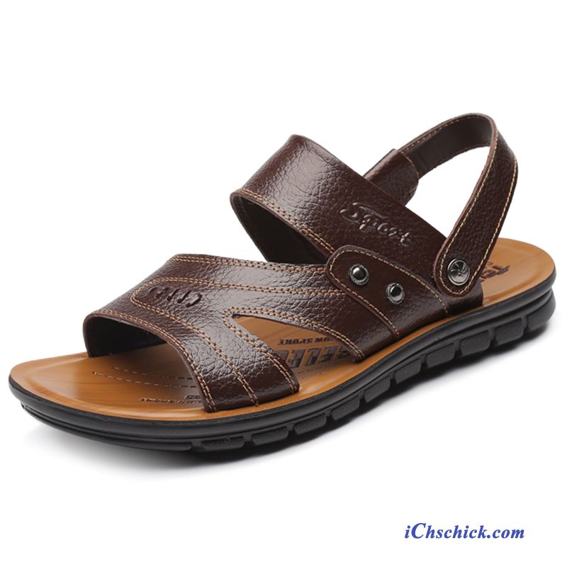 Herren Winter Dunkelgrau, Sandalen Leder Herren