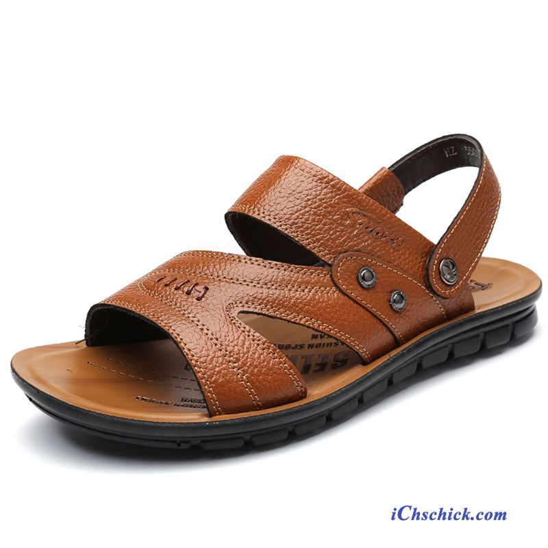 Herren Winter Dunkelgrau, Sandalen Leder Herren