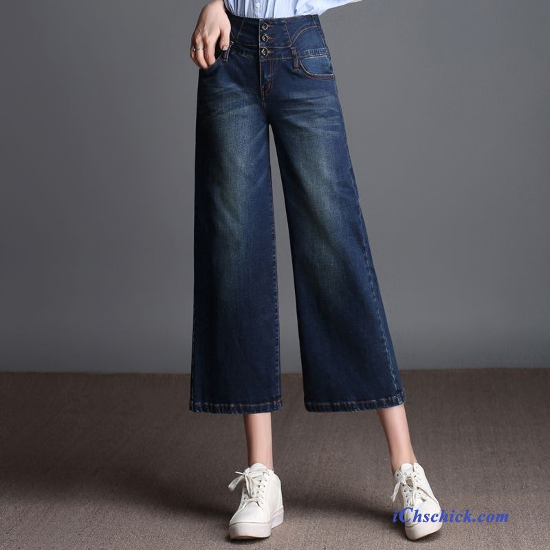 Jeans Dunkelblau Braun, Gerade Geschnittene Jeans Für Damen