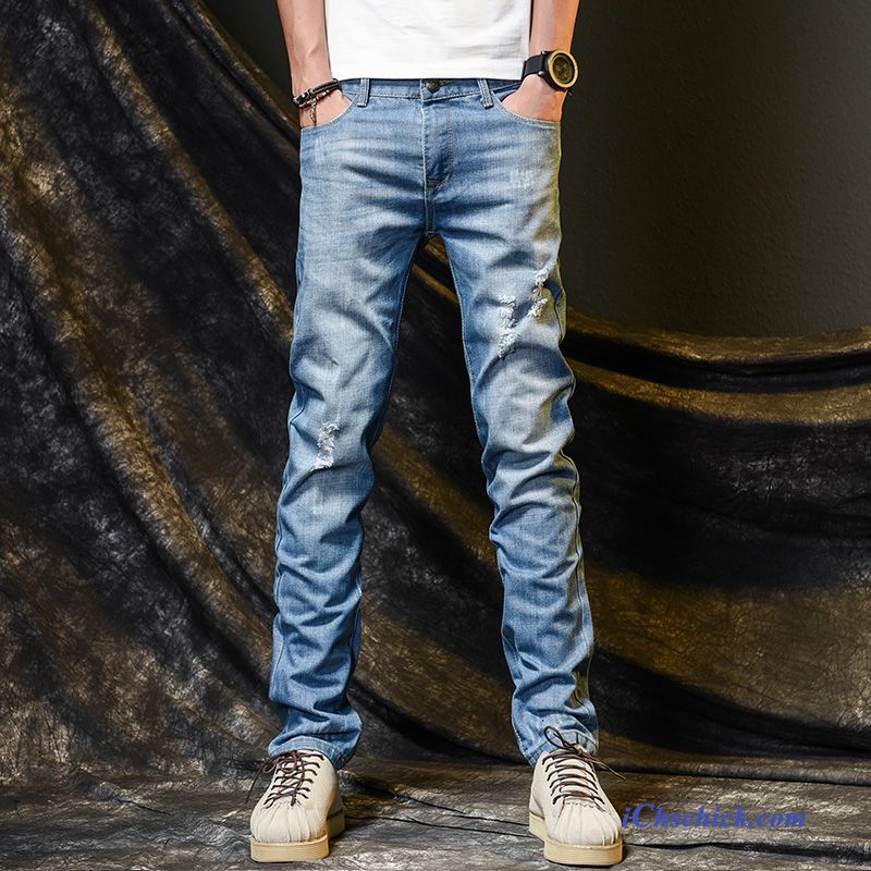 Jeanshosen Für Herren Hellfarbig, Zerrissene Jeans Herren Slim Fit